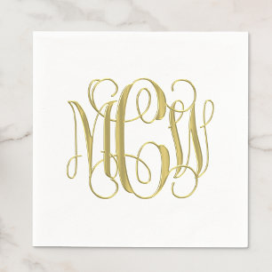 White Gold Preppy Vine Script Monogram DIY BG Servet
