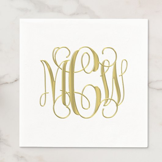 White Gold Preppy Vine Script Monogram DIY BG Servet