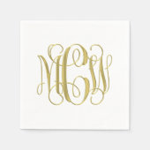 White Gold Preppy Vine Script Monogram DIY BG Servet (Voorkant)