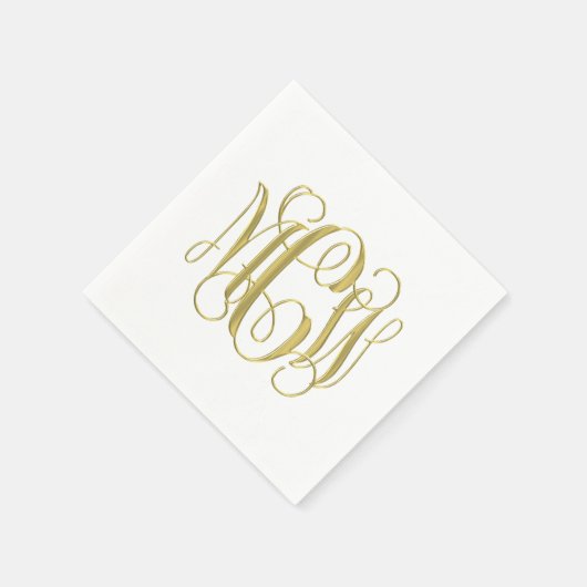 White Gold Preppy Vine Script Monogram DIY BG Servet (Hoek)