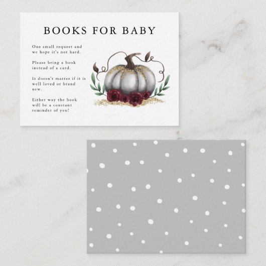 White Gold Pumpkin Baby shower Book Request Informatiekaartje (Voorkant / Achterkant)