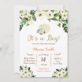 White Gold Pumpkin Baby shower Invitation Boy Kaart (Voorkant)