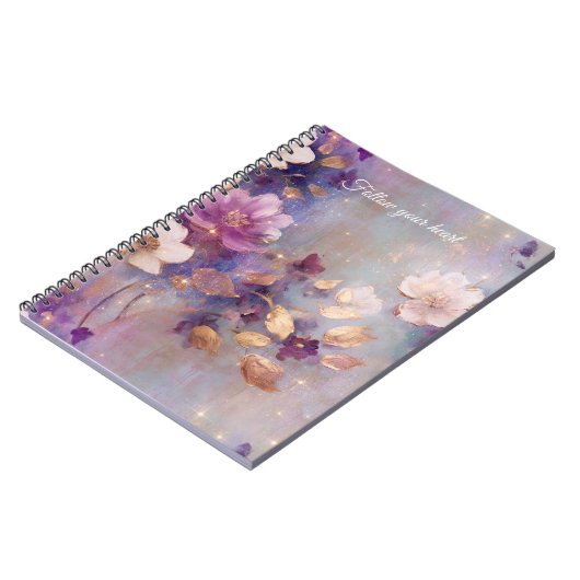 White Gold Purple Floral Notitieboek (Linkerzijde)