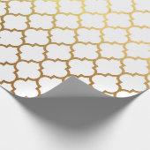 White Gold Quatrefoil Art Deco Net Cadeaupapier (Hoek)