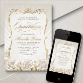 White Gold Quinceañera Kaart