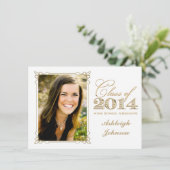 White, Gold, Red 2014 Photo Afstuderen Invite Kaart (Staand voorkant)