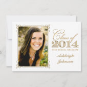 White, Gold, Red 2014 Photo Afstuderen Invite Kaart (Voorkant)