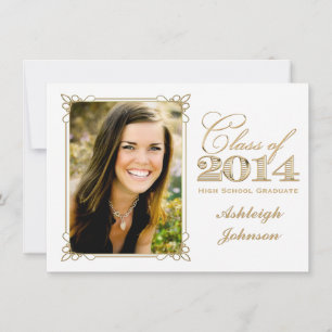White, Gold, Red 2014 Photo Afstuderen Invite Kaart