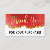 White Gold Red Agate Glitter Hartelijk dank voor u Visitekaartje (Voorkant)