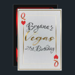 White Gold Red Queen of Hearts Vegas 21st Birthday Kaart<br><div class="desc">Aanpassen voor elke gebeurtenis</div>