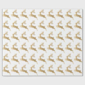 White Gold Reindeer Feestdagen Kerstmis Cadeaupapier (Vlak)