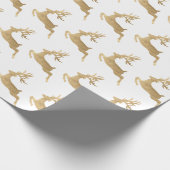 White Gold Reindeer Feestdagen Kerstmis Cadeaupapier (Hoek)