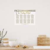 White & Gold Ribbon 10 Table Wedding Seating Chart Poster (Keuken)