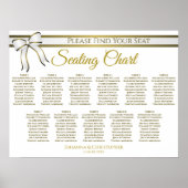 White & Gold Ribbon 11 Table Wedding Seating Chart Poster (Voorkant)