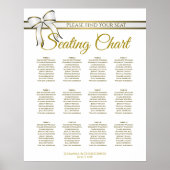 White & Gold Ribbon 12 Table Wedding Seating Chart Poster (Voorkant)