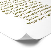 White & Gold Ribbon 4 Table Wedding Seating Chart Poster (Hoek)