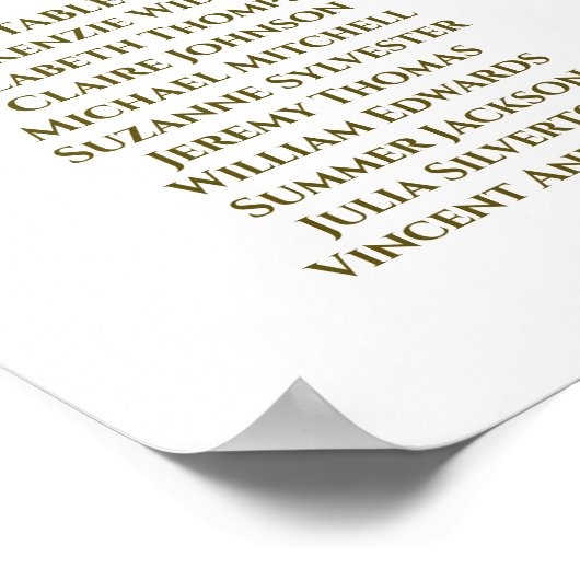 White & Gold Ribbon 4 Table Wedding Seating Chart Poster (Hoek)