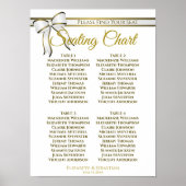 White & Gold Ribbon 4 Table Wedding Seating Chart Poster (Voorkant)