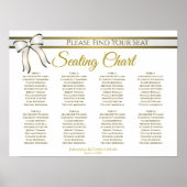 White & Gold Ribbon 8 Table Wedding Seding Chart Poster (Voorkant)