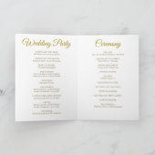White & Gold Ribbon & Bow Wedding Program Programma (Binnen)
