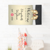 White Gold Ribbon Red Diamond Wedding Banner (Insitu)