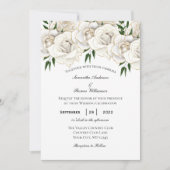White Gold Roos Floral Formal Wedding Kaart (Voorkant)