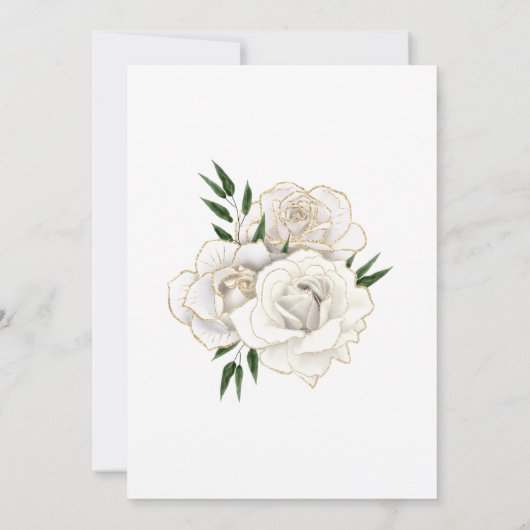 White Gold Roos Floral Formal Wedding Kaart (Achterkant)