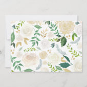 White gold rozen floral First Heilige Communfoto Kaart (Achterkant)