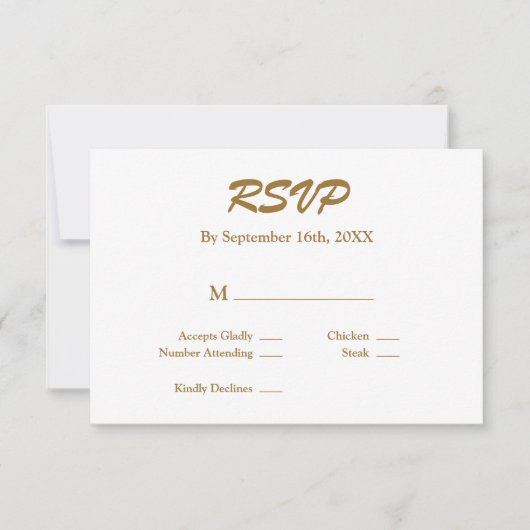 White/Gold RSVP-kaart RSVP Kaartje (Voorkant)