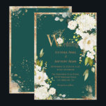 White Gold Rustic Floral Green Wedding Invitation Kaart<br><div class="desc">Prachtige witte florale spray van hydrangea en rozen met groene,  eucalyptus en  goudaccenten. Mooie groene achtergrond. Dit is zo'n mooie uitnodiging. Mooi en perfect voor elk seizoen.</div>