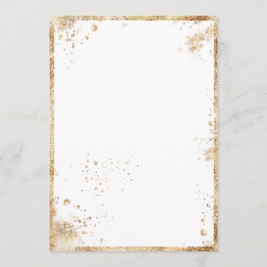 White Gold Rustic Floral Wedding Kaart (Achterkant)