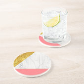 White Gold Salmon marmer Zandsteen Onderzetter (Zijkant)