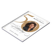 White Gold Script Elegant 50ste verjaardag gastenb Notitieboek (Linkerzijde)