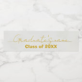 White Gold Script Graduation Water Bottle Label Waterfles Etiket (Enkel label)