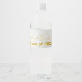 White  Gold Script Graduation Water Bottle Label  Waterfles Etiket