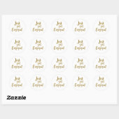 White & Gold Script Just got Engaged Ronde Sticker (Vel)
