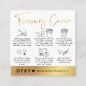 White & Gold Script Logo Verse Flowers Care Guide Vierkante Visitekaartje (Voorkant)