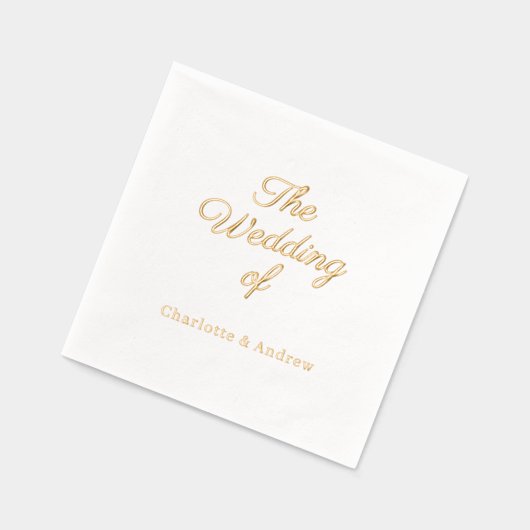 White gold script luxury Wedding Folie Servetten (Links)