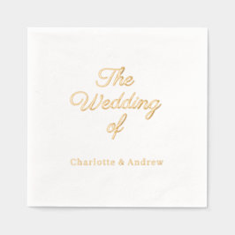 White gold script luxury Wedding Folie Servetten