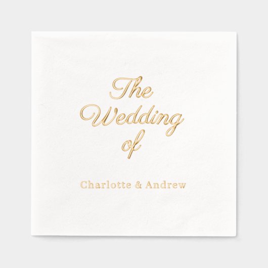 White gold script luxury Wedding  Folie Servetten (Voorkant)