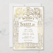 White & Gold Shine  Victoriaans Deco Sweet 16 Kaart (Voorkant)