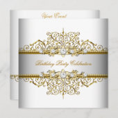 White Gold Silver Cream Elegant Party Kaart (Voorkant / Achterkant)