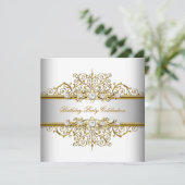 White Gold Silver Cream Elegant Party Kaart (Staand voorkant)