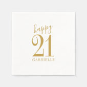 White Gold Simple Happy Custom Age Name Birthday Servet (Voorkant)