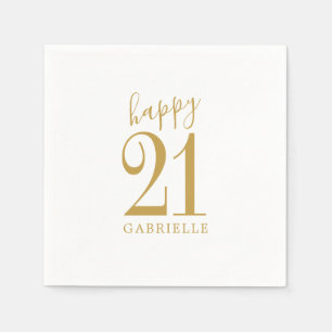 White Gold Simple Happy Custom Age Name Birthday Servet