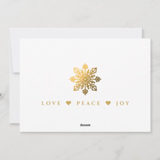 White & Gold SnowFlake 3 Fotocollage Kerstmis Feestdagenkaart (Achterkant)