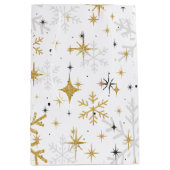 White & Gold Snowflake Sparkle Gift Bag – Elegant  Medium Cadeauzakje (Voorkant)