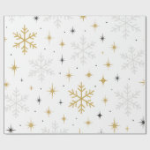 White & Gold Snowflake Sparkle Wrapping Paper  Cadeaupapier (Vlak)