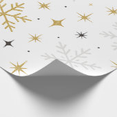 White & Gold Snowflake Sparkle Wrapping Paper Cadeaupapier (Hoek)