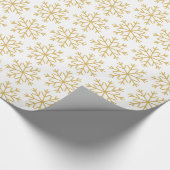 White Gold Snowflakes kerst nieuwjaars groeten Cadeaupapier (Hoek)